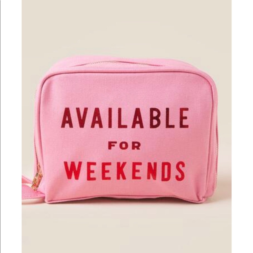 Ban.do Womens Pink Available For Weekends Getaway Makeup Toiletry Bag Size OS